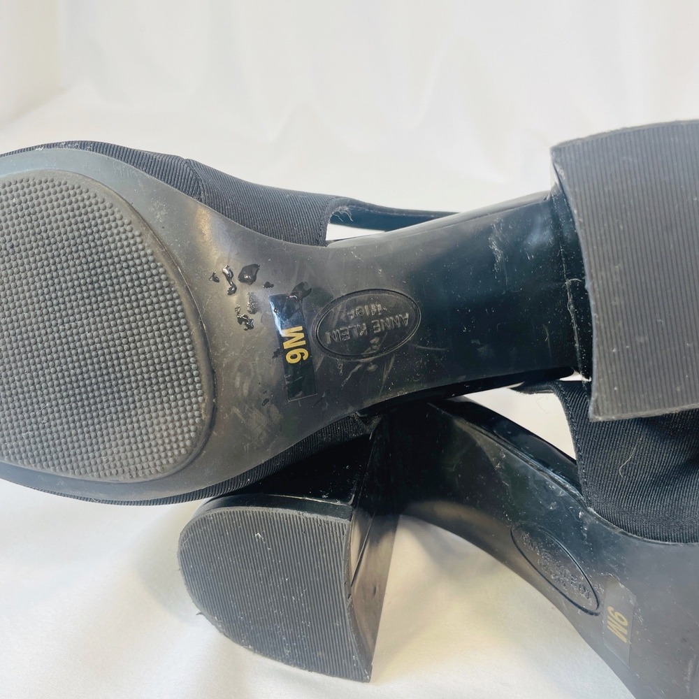 Anne Klein iFlex Pumps Women's 9 Black 3" Heel Pointed Toe Block Heel Cut Out - Picture 8 of 9